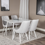 Polar Jídelní stůl 120 cm - Bílá Bílá+Velvet Deluxe Jídelní židle - Bílé nohy - Světle šedá Fabric_4