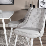 Polar Jídelní stůl 120 cm - Bílá Bílá+Velvet Deluxe Jídelní židle - Bílé nohy - Světle šedá Fabric_4