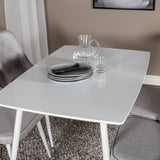 Polar Jídelní stůl 120 cm - Bílá Bílá+Velvet Deluxe Jídelní židle - Bílé nohy - Světle šedá Fabric_4