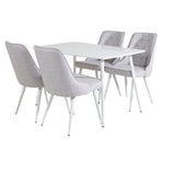 Polar Jídelní stůl 120 cm - Bílá Bílá+Velvet Deluxe Jídelní židle - Bílé nohy - Světle šedá Fabric_4