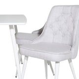 Polar Jídelní stůl 120 cm - Bílá Bílá+Velvet Deluxe Jídelní židle - Bílé nohy - Světle šedá Fabric_4