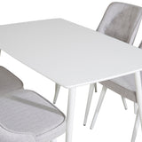 Polar Jídelní stůl 120 cm - Bílá Bílá+Velvet Deluxe Jídelní židle - Bílé nohy - Světle šedá Fabric_4