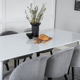 Jídelní stůl Polar 180 cm - Bílá deska / Bílé nohy + Sametová jídelní židle - Světle šedá / Černá_6