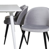 Jídelní stůl Polar 180 cm - Bílá deska / Bílé nohy + Sametová jídelní židle - Světle šedá / Černá_6