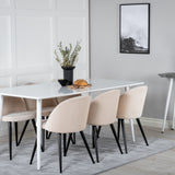 Polar Jídelní stůl 180 cm - Bílá deska / Bílé nohy + Sametová jídelní židle - Béžová / Černá_6