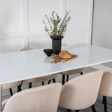 Polar Jídelní stůl 180 cm - Bílá deska / Bílé nohy + Sametová jídelní židle - Béžová / Černá_6