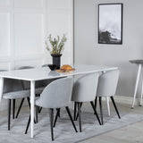 Polar Jídelní stůl 180 cm - Bílá deska / Bílé nohy + Sametová jídelní židle Manšestr - Světle Šedá / Černá_6