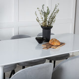 Polar Jídelní stůl 180 cm - Bílá deska / Bílé nohy + Sametová jídelní židle Manšestr - Světle Šedá / Černá_6