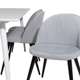 Polar Jídelní stůl 180 cm - Bílá deska / Bílé nohy + Sametová jídelní židle Manšestr - Světle Šedá / Černá_6