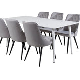 Jídelní stůl Polar 180 cm - Bílá deska / Bílé nohy + Jídelní židle Velvet Deluxe - Světle šedá / Černá_6