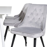 Jídelní stůl Polar 180 cm - Bílá deska / Bílé nohy + Jídelní židle Velvet Deluxe - Světle šedá / Černá_6