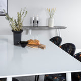 Jídelní stůl Polar 180 cm - Bílá deska / Bílé nohy+Sametová jídelní židle - Black Flower fabric_6