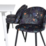 Jídelní stůl Polar 180 cm - Bílá deska / Bílé nohy+Sametová jídelní židle - Black Flower fabric_6