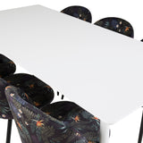 Jídelní stůl Polar 180 cm - Bílá deska / Bílé nohy+Sametová jídelní židle - Black Flower fabric_6