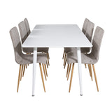 Polar Jídelní stůl 180 cm - Bílá deska / Bílé nohy+Windu Lyx Jídelní židle - Světle šedá / Dub_6