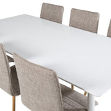 Polar Jídelní stůl 180 cm - Bílá deska / Bílé nohy+Windu Lyx Jídelní židle - Světle šedá / Dub_6