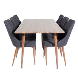 Jídelní stůl Polar 180 cm - Ořechová deska - Ořechové nohy+Jídelní židle Leon - Ořechové nohy - Černá Fabric_6