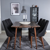 Jídelní stůl Polar 180 cm - Ořechová deska - Ořechové nohy+Jídelní židle Leon - Ořechové nohy - Černá Fabric_6