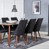 Jídelní stůl Polar 180 cm - Ořechová deska - Ořechové nohy+Jídelní židle Leon - Ořechové nohy - Černá Fabric_6