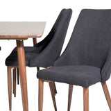 Jídelní stůl Polar 180 cm - Ořechová deska - Ořechové nohy+Jídelní židle Leon - Ořechové nohy - Černá Fabric_6