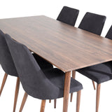 Jídelní stůl Polar 180 cm - Ořechová deska - Ořechové nohy+Jídelní židle Leon - Ořechové nohy - Černá Fabric_6