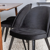 Jídelní stůl Polar 180 cm - Ořechová deska - Ořechové nohy+Sametová jídelní židle - Černá / Černá_6