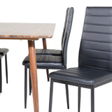 Jídelní stůl Polar 180 cm - Ořechová deska - Ořechové nohy+Slim High Back Jídelní židle - Černé nohy - Černá PU_6