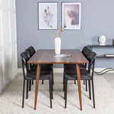 Jídelní stůl Polar 180 cm - Ořechová deska - Ořechové nohy + Jídelní židle Polly - Černá / Černá _6