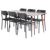 Jídelní stůl Polar 180 cm - Ořechová deska - Ořechové nohy + Jídelní židle Polly - Černá / Černá _6