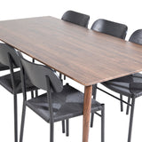 Jídelní stůl Polar 180 cm - Ořechová deska - Ořechové nohy + Jídelní židle Polly - Černá / Černá _6