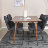 Jídelní stůl Polar 180 cm - Ořechová deska - Ořechové nohy+Muce Jídelní židle - Černé nohy - Černá Fabric_6