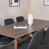 Jídelní stůl Polar 180 cm - Ořechová deska - Ořechové nohy+Muce Jídelní židle - Černé nohy - Černá Fabric_6