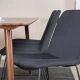 Jídelní stůl Polar 180 cm - Ořechová deska - Ořechové nohy+Muce Jídelní židle - Černé nohy - Černá Fabric_6