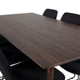 Jídelní stůl Polar 180 cm - Ořechová deska - Ořechové nohy+Muce Jídelní židle - Černé nohy - Černá Fabric_6