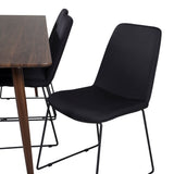 Jídelní stůl Polar 180 cm - Ořechová deska - Ořechové nohy+Muce Jídelní židle - Černé nohy - Černá Fabric_6