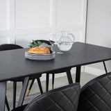 Jídelní stůl Marina - černá deska / černé nohy + sametová jídelní židle š. Stiches - PU - Black / Black_6