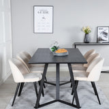 Jídelní stůl Marina - černá deska / černé nohy + sametová jídelní židle - béžová / černá_6