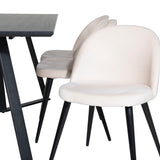 Jídelní stůl Marina - černá deska / černé nohy + sametová jídelní židle - béžová / černá_6