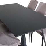 Jídelní stůl Marina - černá deska / černé nohy + Leon 2.0 Polar Grey - ČERNÉ nohy _6