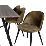 Jídelní stůl Marina - 180*90*H75 - Šedá / Černá+Velvet jídelní židle - Černé nohy - Dusty Green Velvet_6