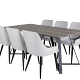 Jídelní stůl Marina - 180*90*H75 - Šedá / Černá+Plaza Jídelní židle - Černé nohy - Světle šedá Fabric_6