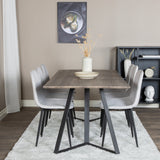 Jídelní stůl Marina - 180*90*H75 - Šedá / Černá + Polar Diamond Jídelní židle - Černé nohy - Šedá látka_6