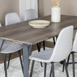 Jídelní stůl Marina - 180*90*H75 - Šedá / Černá + Polar Diamond Jídelní židle - Černé nohy - Šedá látka_6