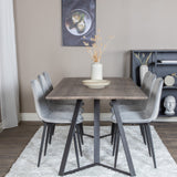 Jídelní stůl Marina - 180*90*H75 - Šedá / Černá + Polar Diamond Jídelní židle - Černé nohy - Šedá Velvet_6