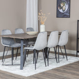 Jídelní stůl Marina - 180*90*H75 - Šedá / Černá + Polar Diamond Jídelní židle - Černé nohy - Šedá Velvet_6