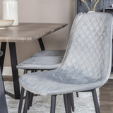 Jídelní stůl Marina - 180*90*H75 - Šedá / Černá + Polar Diamond Jídelní židle - Černé nohy - Šedá Velvet_6