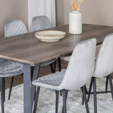 Jídelní stůl Marina - 180*90*H75 - Šedá / Černá + Polar Diamond Jídelní židle - Černé nohy - Šedá Velvet_6