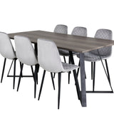 Jídelní stůl Marina - 180*90*H75 - Šedá / Černá + Polar Diamond Jídelní židle - Černé nohy - Šedá Velvet_6