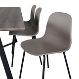 Jídelní stůl Marina - 180*90*H75 - Šedá / Černá+Arktická jídelní židle - Černé nohy - Khaki Plast_6