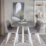 Jídelní stůl Marina - šedý "dub" / bílé nohy + židle Polar - šedá látka Bílé nohy _6